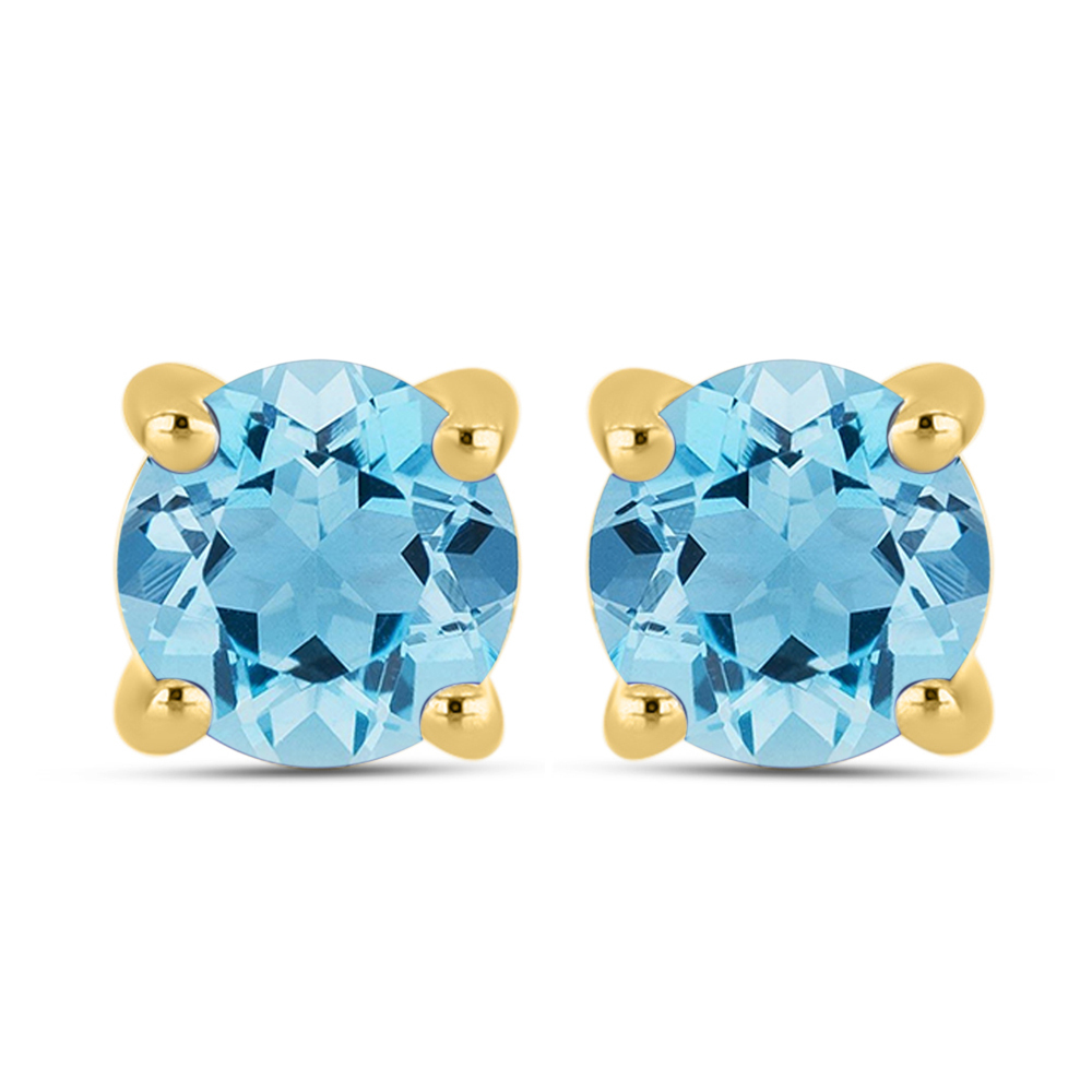 BUY 14K GOLD WITH AQUAMARINE GEMSTONE SINGLE STONE EARRING